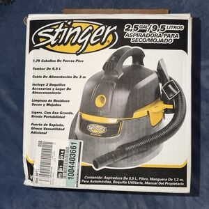 Stinger 2.5 Gallon 1.75 Peak HP Small Shop Vac Wet Dry Vacuum Kit Free Cord